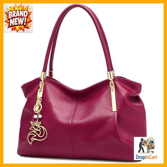 Genuine Leather Tote Bag Minimalist Chic Large Capacity Shoulder Handbag